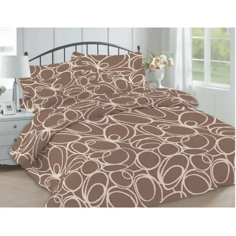 Lenjerie pat dubla, 4 piese, 220cm x 240cm, Cafea Maro Deluxe Preciosa