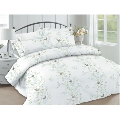 Lenjerie pat dubla, 4 piese, 220cm x 240cm, Carina Alb Deluxe Preciosa