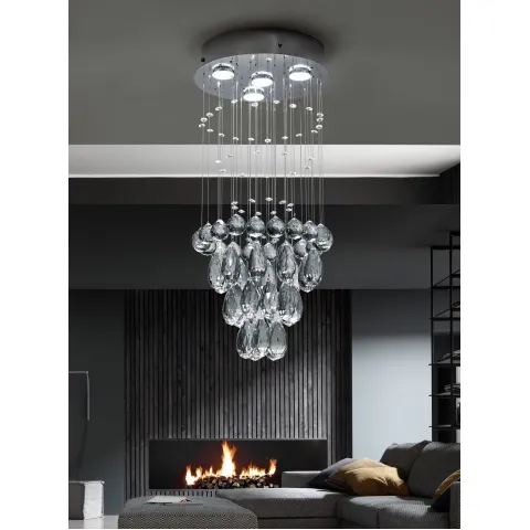 Suspensie K-Lighting Cristal Candi, Gu1, Crom, 018173D30C, Portugalia