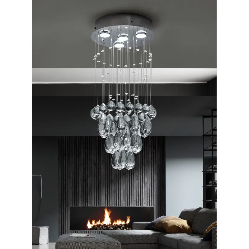 Suspensie K-Lighting Cristal Candi, Gu1, Crom, 018173D30C, Portugalia