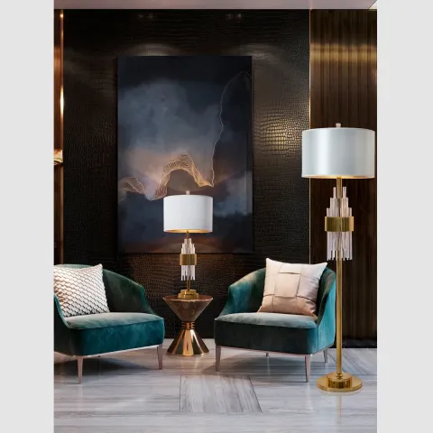 Lampadar K-Lighting Oriente, E27, Auriu, 019124G, Portugalia