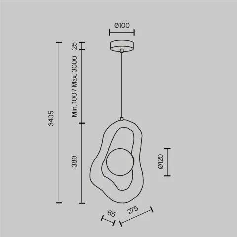 Pendul MOD380PL-01W Opus Maytoni Germania, Modern, G9, Alb