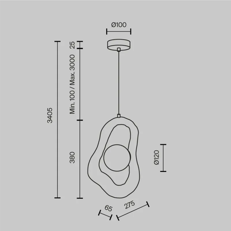 Pendul MOD380PL-01W Opus Maytoni Germania, Modern, G9, Alb
