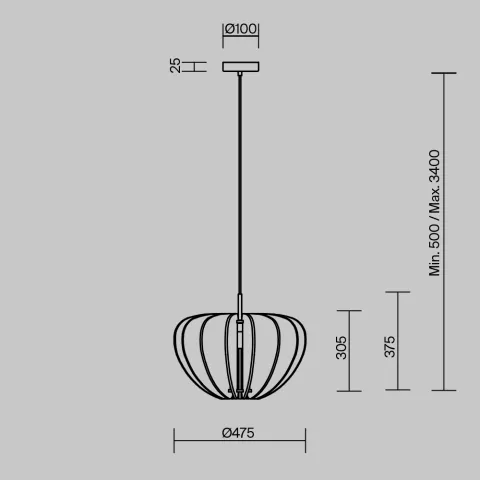 Pendul MOD398PL-01S Cambio Maytoni Germania, Modern, E27, Negru