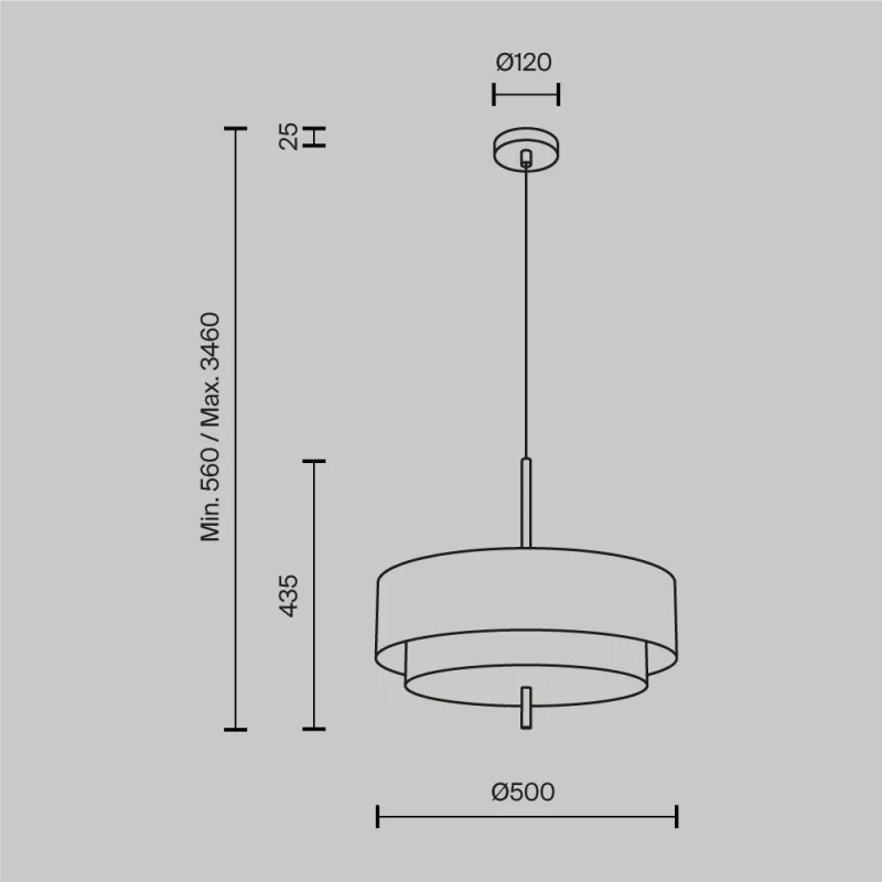 Pendul MOD613PL-05GR Bergamo Maytoni Germania, Modern, E27, Negru