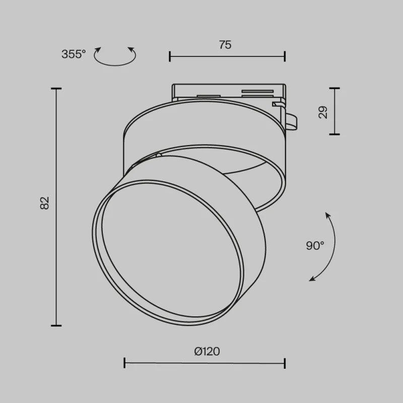 Downlight 1 Fază TR007-1-18W3K-B-1 Onda Maytoni Germania, Modern, Led, Negru