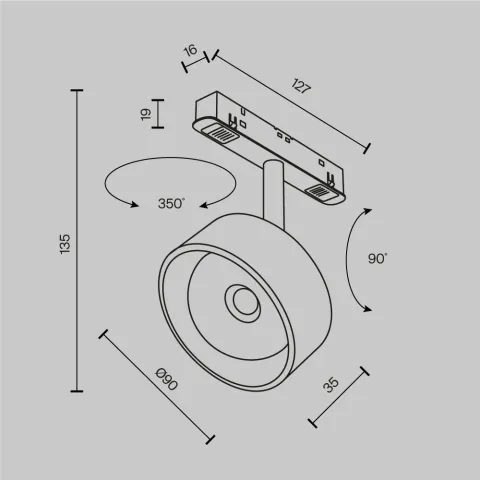 Downlight Șina Magnetică TR217-2-15W3K-B Lens Maytoni Germania, Modern, Led, Negru