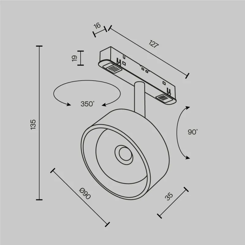 Downlight Șina Magnetică TR217-2-15W3K-B Lens Maytoni Germania, Modern, Led, Negru