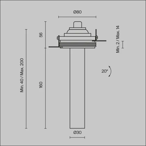 Downlight Incastrat Focus T C140TRS-L200-7W3K-B Maytoni LED, Negru, Germania