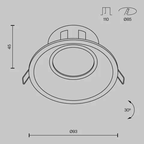 Downlight Incastrat Dot DL028-2-01B Maytoni GU10, Negru, Germania