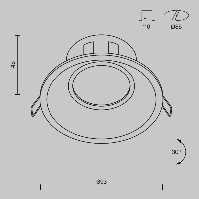 Downlight Incastrat Dot DL028-2-01B Maytoni GU10, Negru, Germania