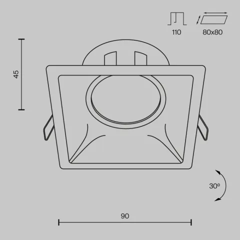 Downlight Incastrat Dot DL029-2-01B Maytoni GU10, Negru, Germania