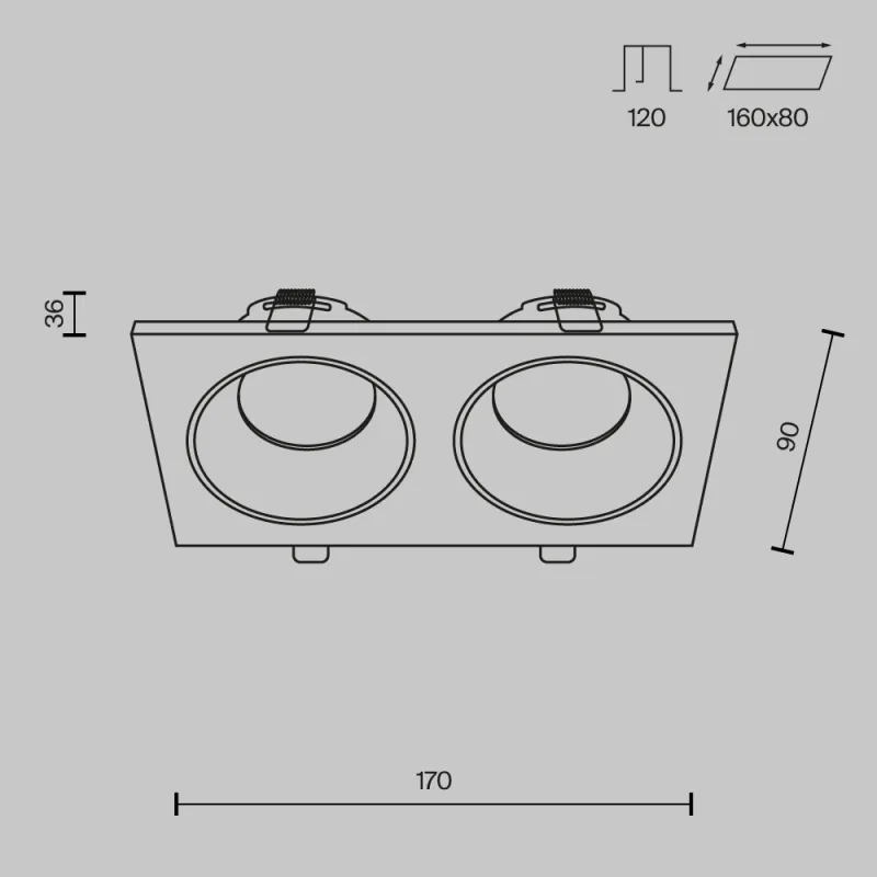 Downlight Incastrat Baie Zoom DL033-2-02B Maytoni GU10, Negru, Germania