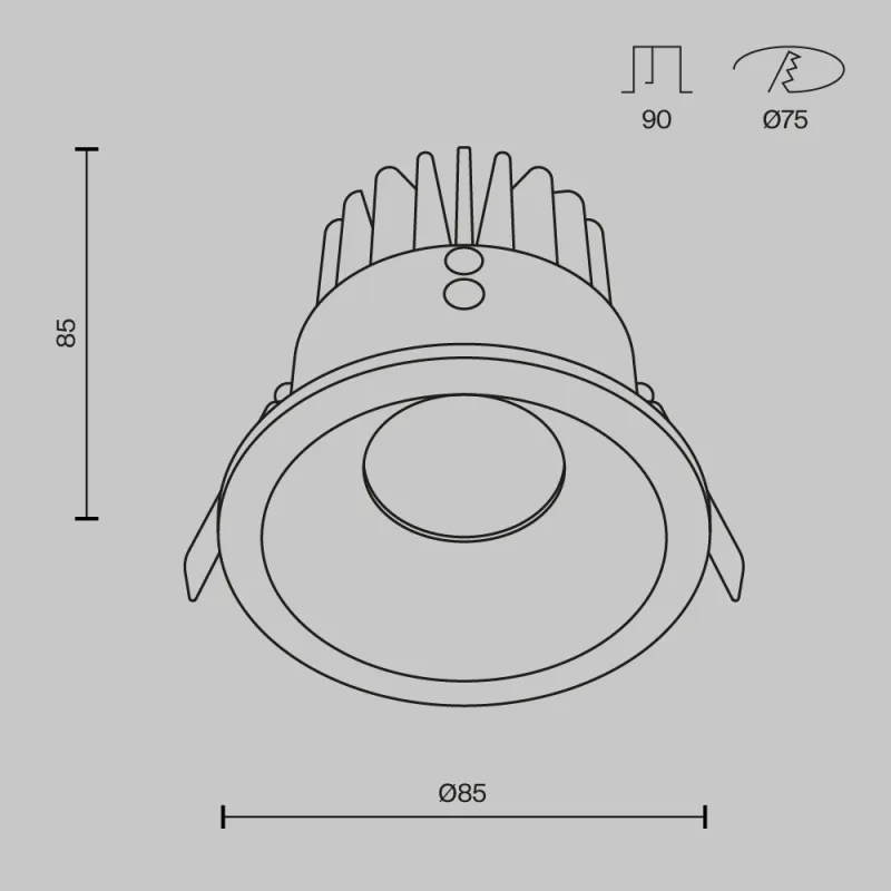 Downlight Incastrat Baie Zoom DL034-L12W4K-B Maytoni LED, Negru, Germania