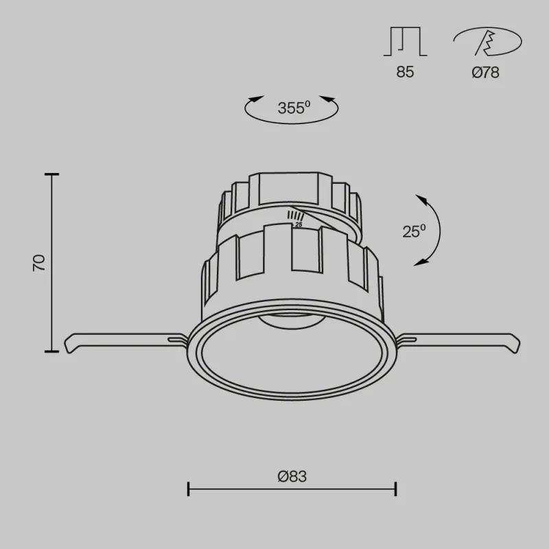 Downlight Incastrat Wise DL057-10W3K-B Maytoni LED, Negru, Germania