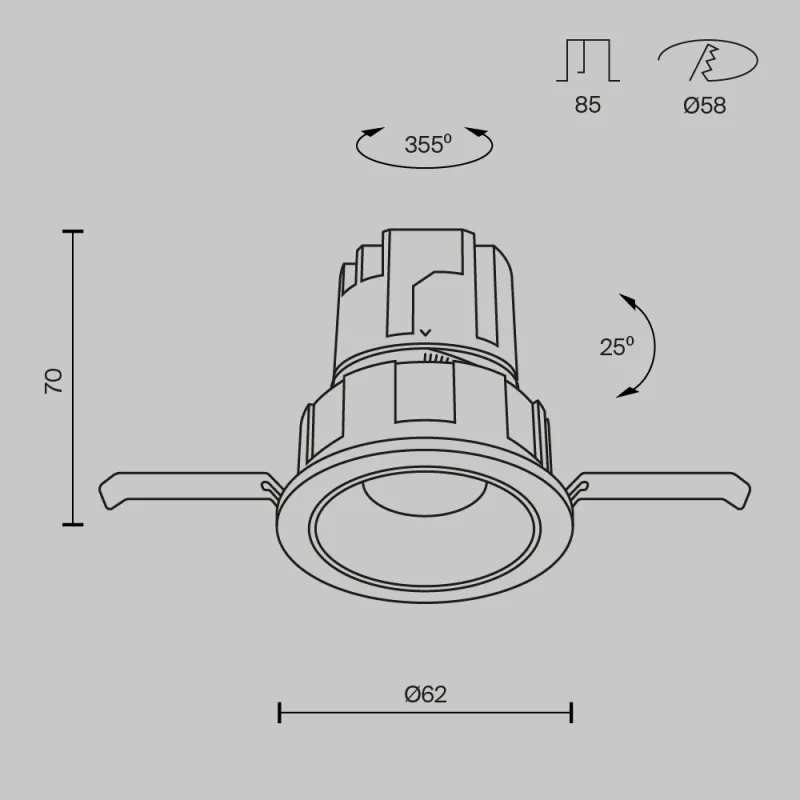 Downlight Incastrat Wise DL057-7W3K-B Maytoni LED, Negru, Germania
