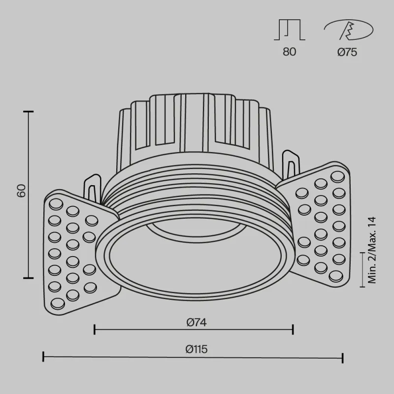 Downlight Incastrat Round DL058-12W3K-TRS-B Maytoni LED, Negru, Germania