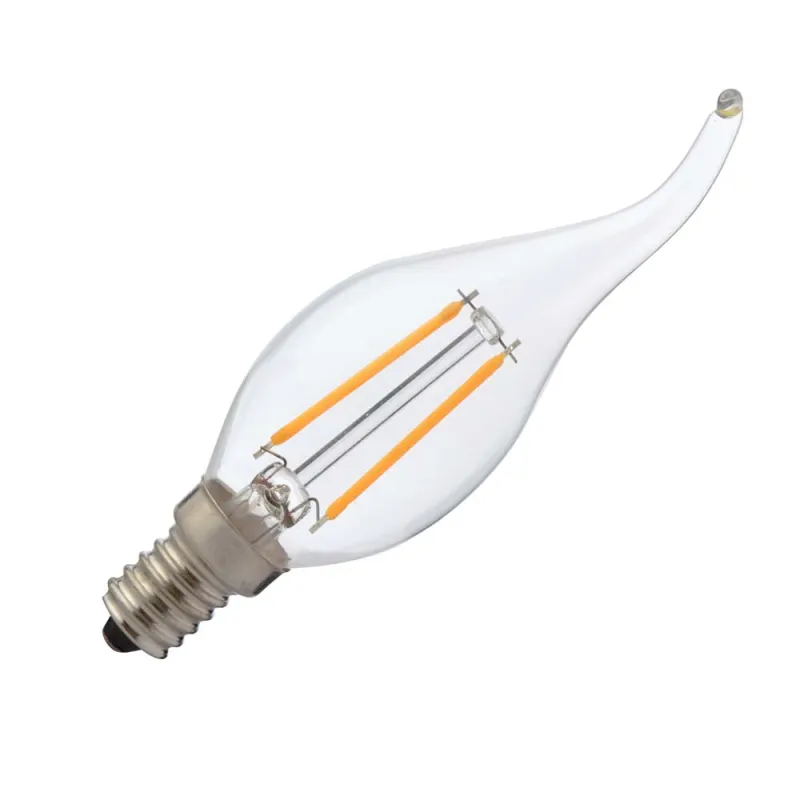 Bec Led Flacara Filament E14 2W Alb Cald