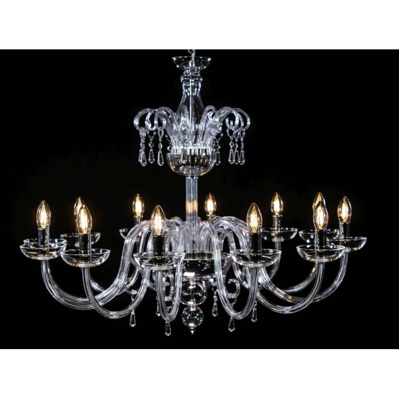 Candelabru Cristale, Sticla, Bohemia, E14, AL010057, Crystal