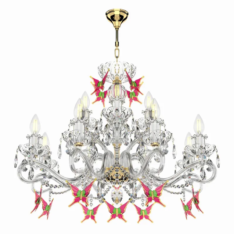 Candelabru Cristal, Bohemia, E14, EL0101651202PB BUTTERFLY, Crystal