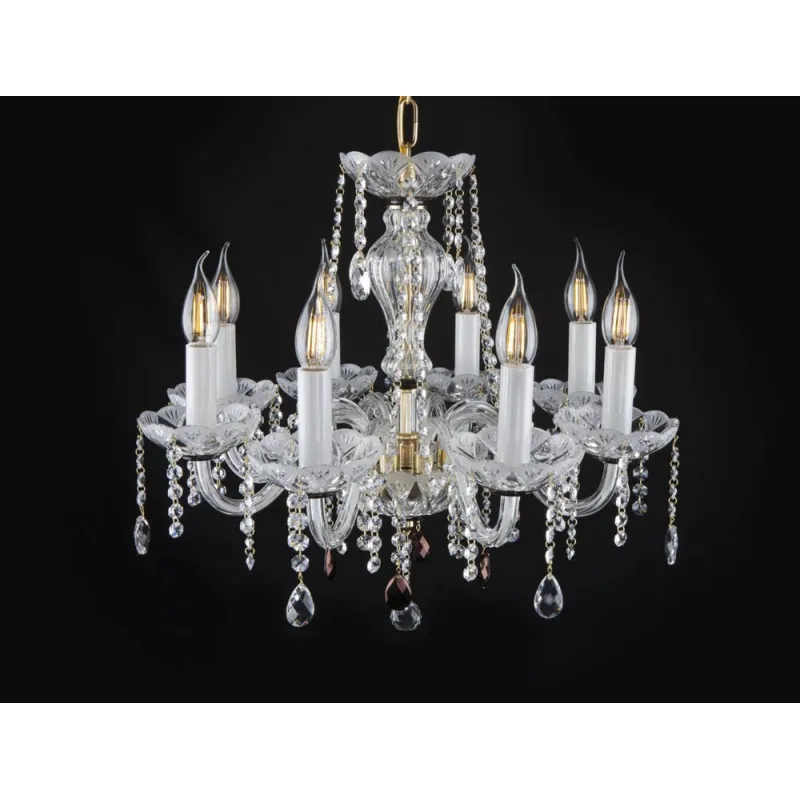 Candelabru Cristale, Sticla, Bohemia, E14, EL010204801mat, Crystal