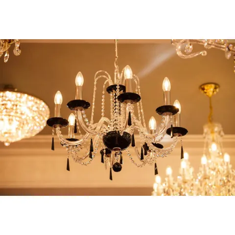 Candelabru Sticla, Negru, Bohemia, E14, EL010210803Black, Crystal