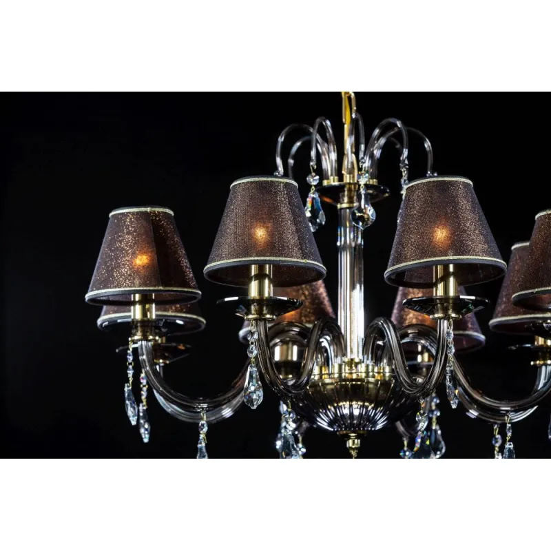 Candelabru Cristale, Abajururi golden brown, Bohemia, E14, EL010210814, Crystal