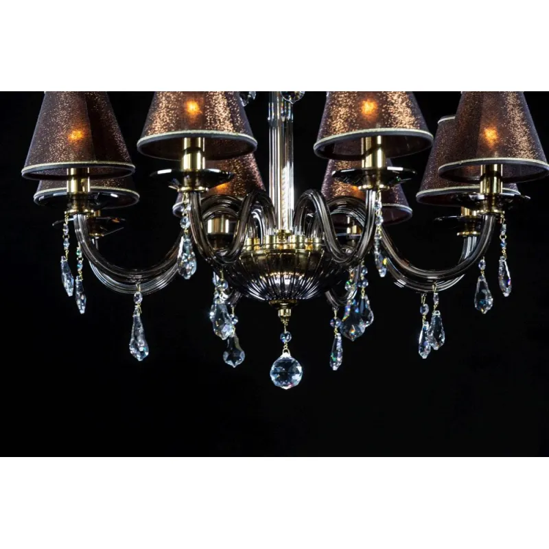 Candelabru Cristale, Abajururi golden brown, Bohemia, E14, EL010210814, Crystal