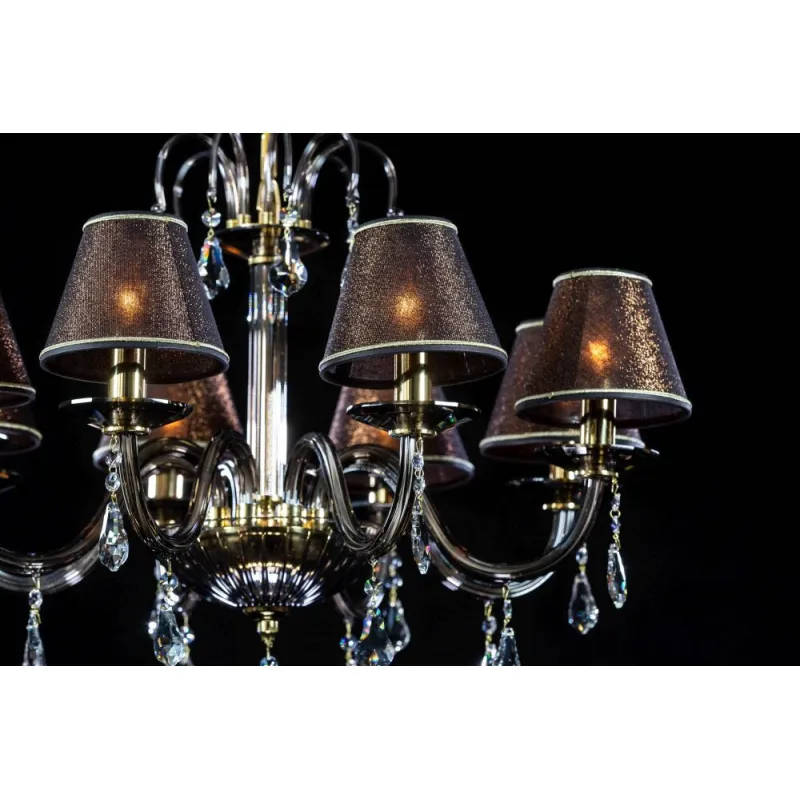 Candelabru Cristale, Abajururi golden brown, Bohemia, E14, EL010210814, Crystal