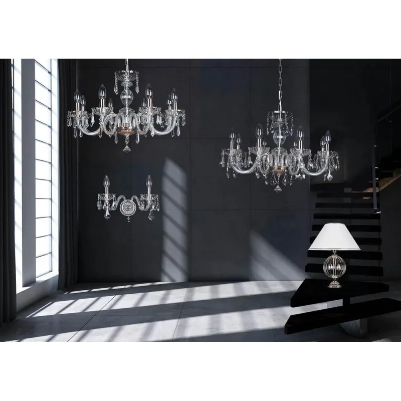 Candelabru Cristale, Sticla, Bohemia, E14, EL010250804, Crystal