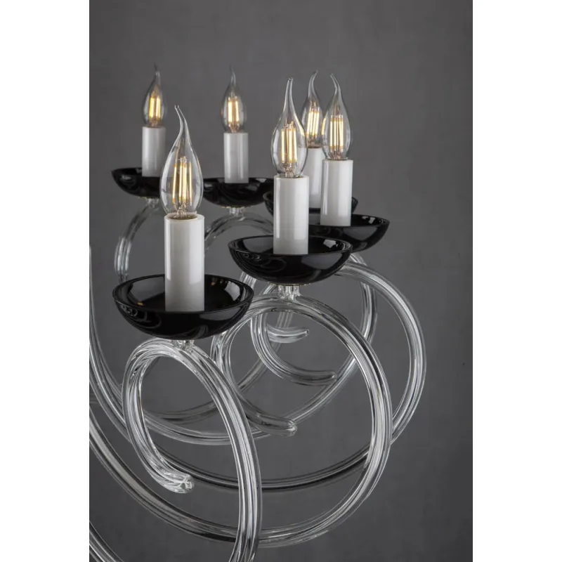 Candelabru Cristale, Negru, Bohemia, E14, EL0104211600BLACK, Crystal