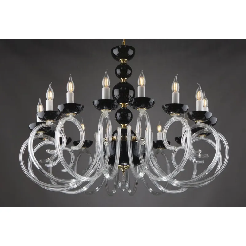 Candelabru Cristale, Negru, Bohemia, E14, EL0104211600BLACK, Crystal