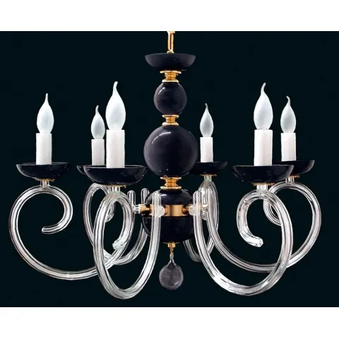 Candelabru Cristale, Sticla, Bohemia, E14, EL010421600black, Crystal
