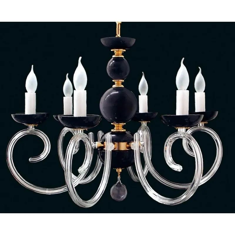 Candelabru Cristale, Sticla, Bohemia, E14, EL010421600black, Crystal