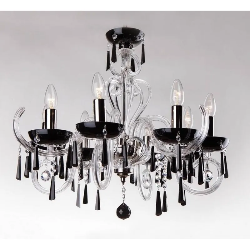 Candelabru Cristale, Negru, Bohemia, E14, EL01042389039, Crystal