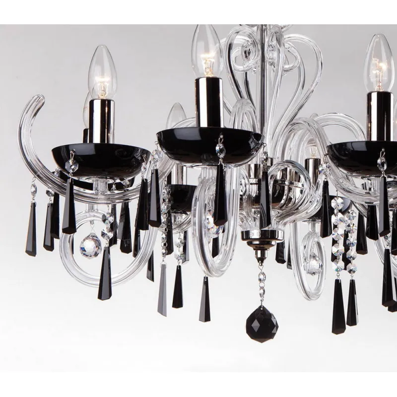 Candelabru Cristale, Negru, Bohemia, E14, EL01042389039, Crystal