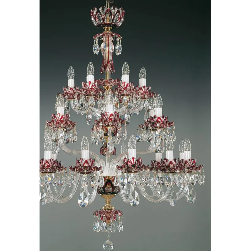Candelabru Cristale, Ruby, Bohemia, E14, EL0106002417, Crystal
