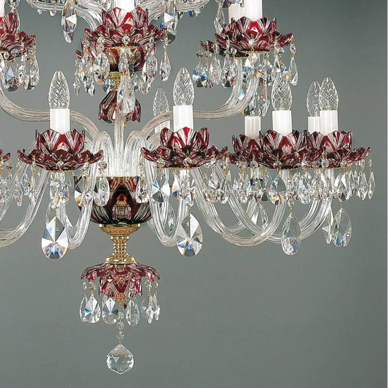 Candelabru Cristale, Ruby, Bohemia, E14, EL0106002417, Crystal