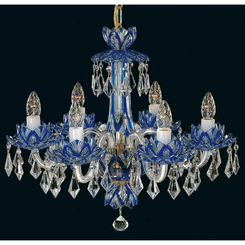 Candelabru Cristale, Albastru, Bohemia, E14, EL010600613, Crystal