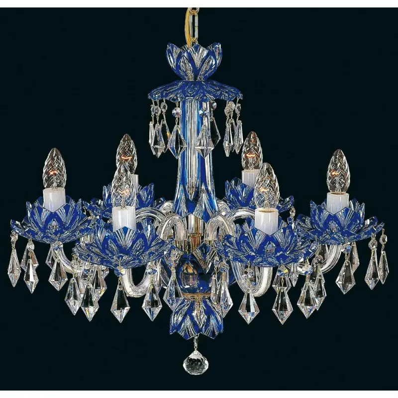 Candelabru Cristale, Albastru, Bohemia, E14, EL010600613, Crystal