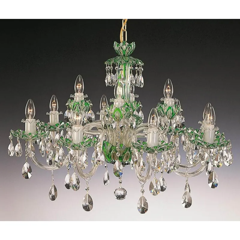 Candelabru Cristale, Verde, Bohemia, E14, EL0106011215, Crystal