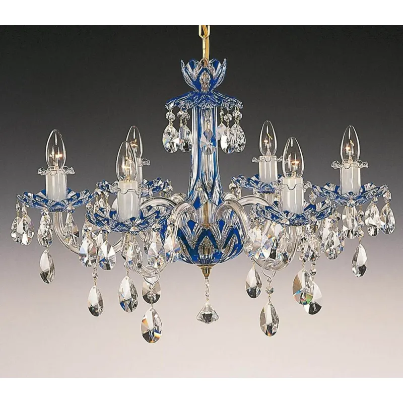 Candelabru Cristale, Albastru, Bohemia, E14, EL010601613, Crystal