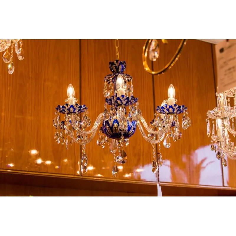 Candelabru Cristale, Albastru, Bohemia, E14, EL010601613, Crystal