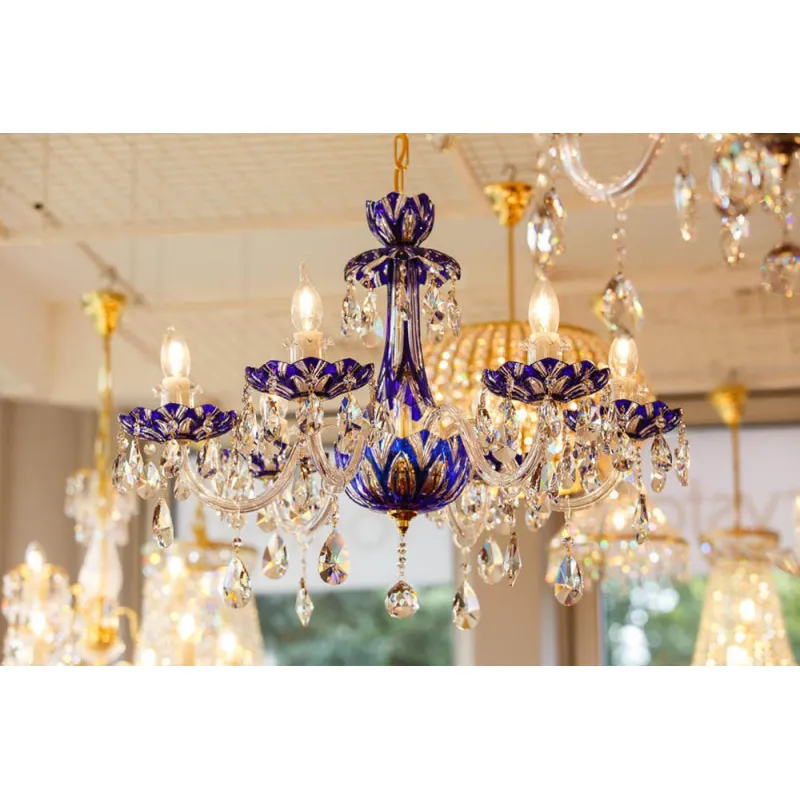 Candelabru Cristale, Albastru, Bohemia, E14, EL010601613, Crystal