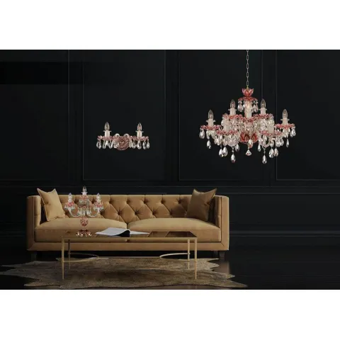 Candelabru Cristale, Ruby, Bohemia, E14, EL010601917, Crystal