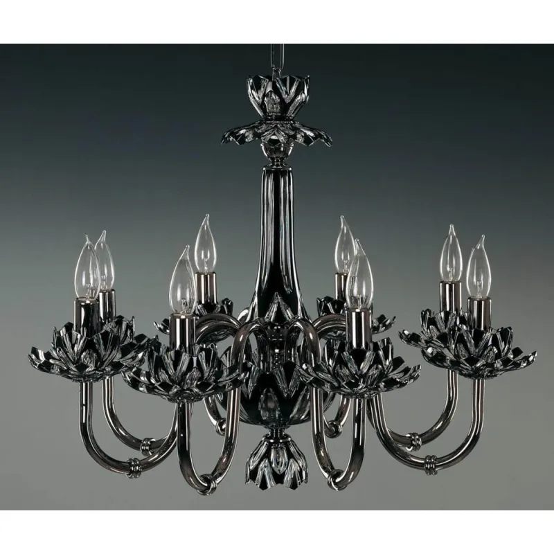 Candelabru Sticla, Negru, Bohemia, E14, EL010605818ant, Crystal