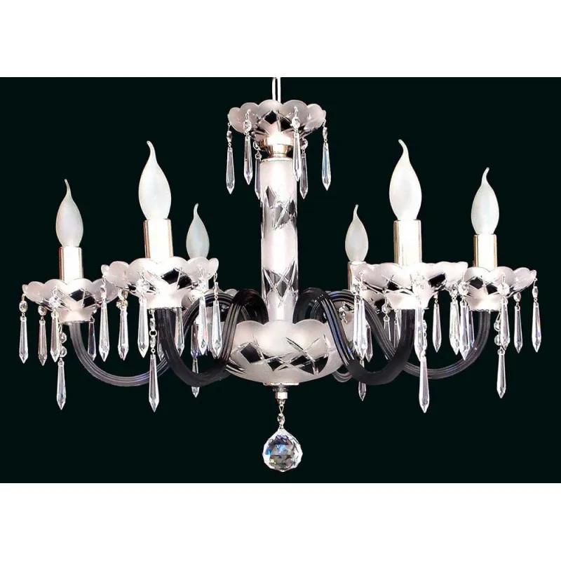 Candelabru Cristale, Negru, Alb, Bohemia, E14, EL0106126183mat, Crystal