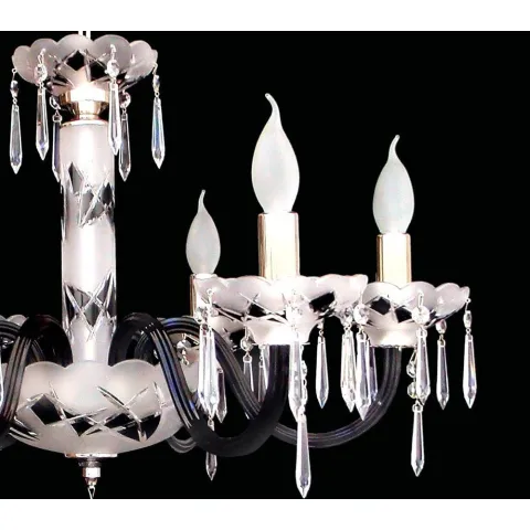 Candelabru Cristale, Negru, Alb, Bohemia, E14, EL0106126183mat, Crystal