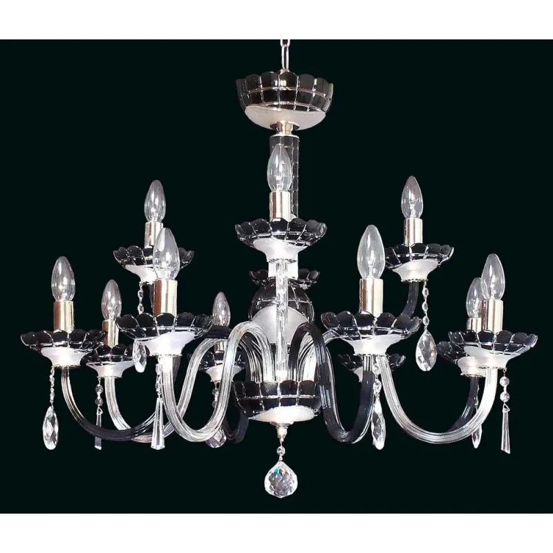 Candelabru Cristale, Sticla, Bohemia, E14, EL0106138+418, Crystal
