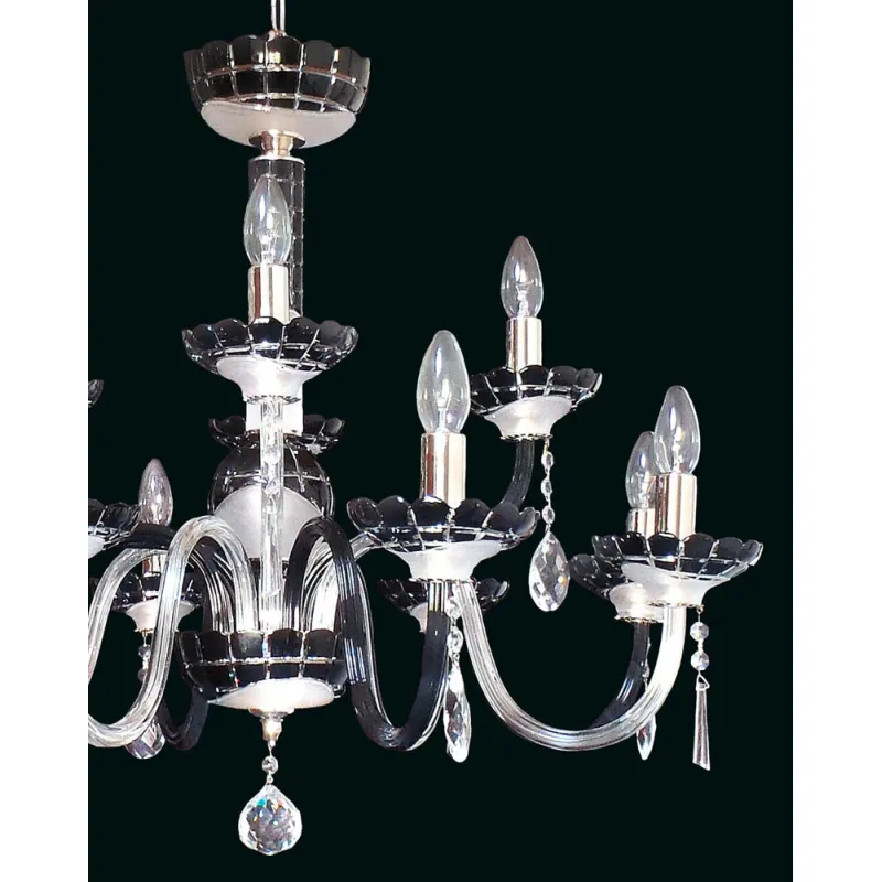Candelabru Cristale, Sticla, Bohemia, E14, EL0106138+418, Crystal